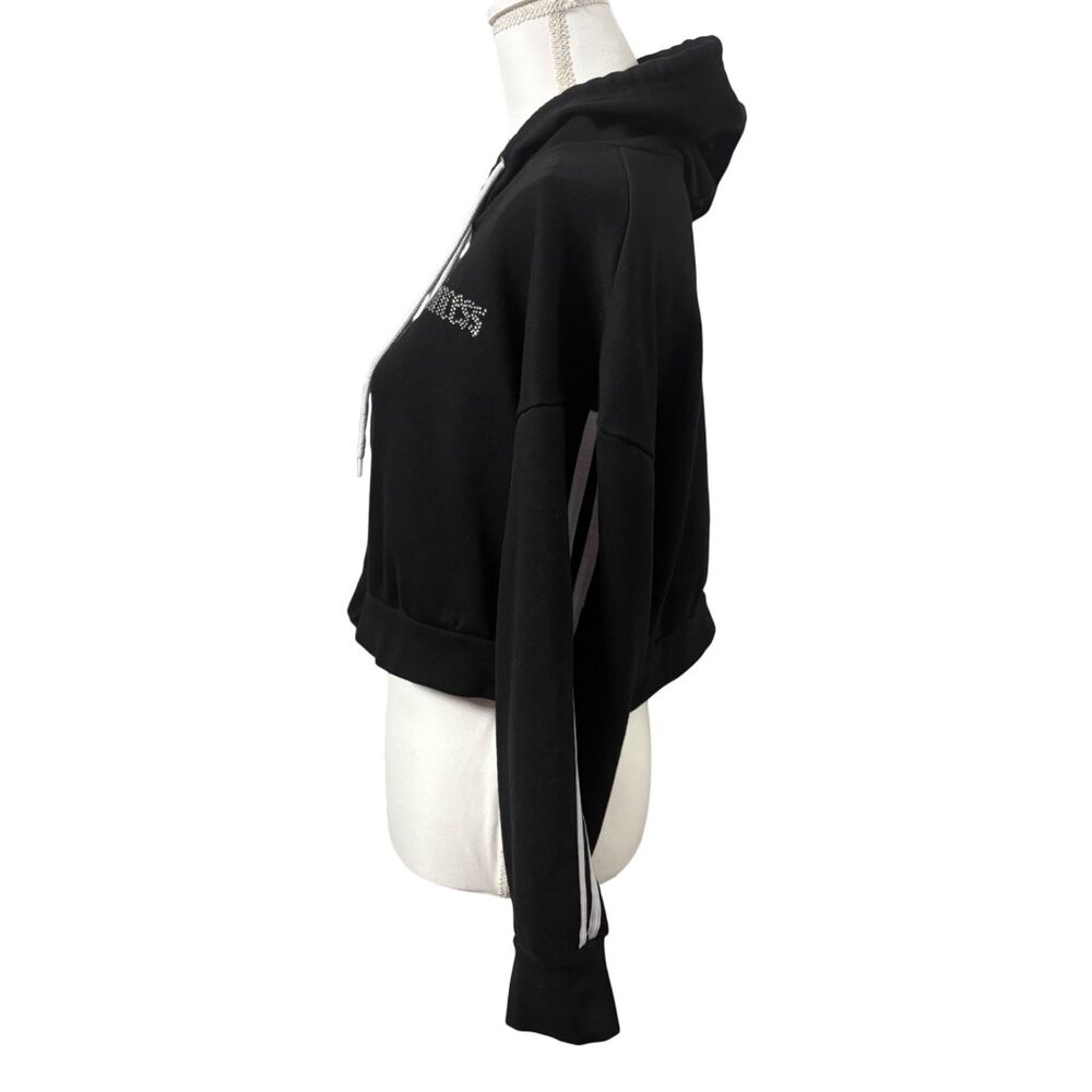 Rue21 Y2K Black Cropped "Princess" Hoodie Modern Streetwear Junior XL - Picture 2 of 14